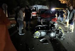 SUV araç ile motosiklet kafa kafaya çarpıştı kazada 1 kişi yaralandı