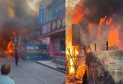 Gebze'de metro inşaatında başlayan yangında konteyner ve 2 işyeri yandı