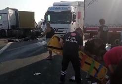 Emniyet şeridinde duran tıra başka bir tır arkadan çarptı