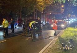 Refüjü aşan otomobil karşı şerite geçerek iki araca çarptı