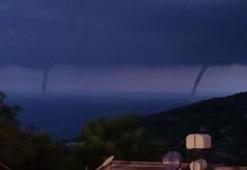 Hatay’da denizde oluşan çifte hortum kamerada