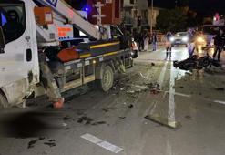 Motosiklet ile sepetli vinç çarpıştı sürücü hayatını kaybetti