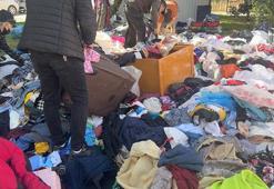 Avcılar’da ilginç olay! Bodrumda biriktirilen kıyafetler sokağa döküldü, vatandaşlar kapış kapış topladı
