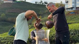 Rize'de dev çay bardağıyla yapılan çekim olay oldu! Videoyu milyonlar izledi