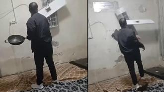 Eline tavayı alan şahıs boşanma aşamasındaki eşinin evini savaş alanına çevirdi! Çocukların ağladığı o anlar kamerada