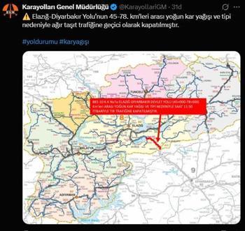 Elazığ'da 311 köy yolu, kardan ulaşıma kapandı (2)