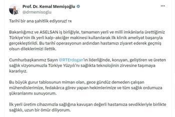 Bakan Memişoğlu'ndan yerli kalp-akciğer makinesiyle ameliyat olan hastaya ziyaret (2)