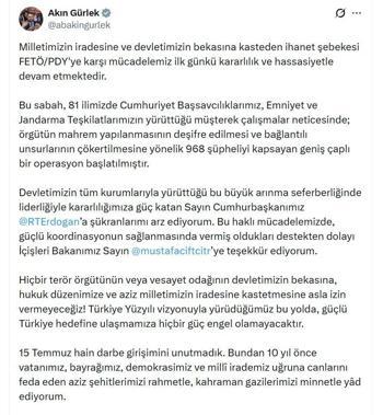 81 ilde FETÖ operasyonu; 968 şüpheli hakkında gözaltı kararı