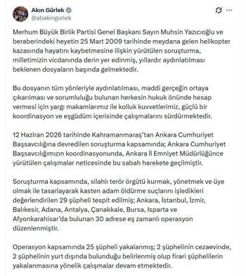 Yazıcıoğlu soruşturmasında 25 gözaltı
