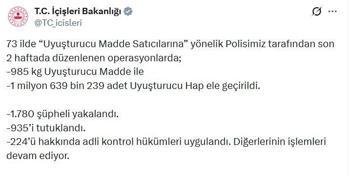 73 ildeki uyuşturucu operasyonlarında 935 tutuklama