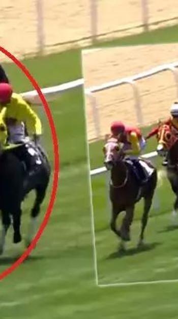 Ankara'daki at yarışında kaza! Atlar çarpıştı, 2 jokey düştü
