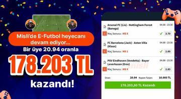 Misli’de E-Futbol heyecanı devam ediyor… Bir üye 20.94 oranla 178.203 TL kazandı!