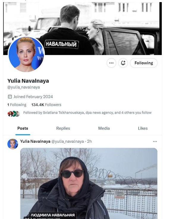 Aleksey Navalni’nin eşinin X tarafından askıya alınan hesabı tekrar açıldı