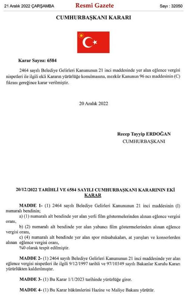Eğlence vergisi oranı kaç oldu Eğlence vergisi kaldırıldı mı Sinema, konser, maç bilet fiyatları düşecek mi