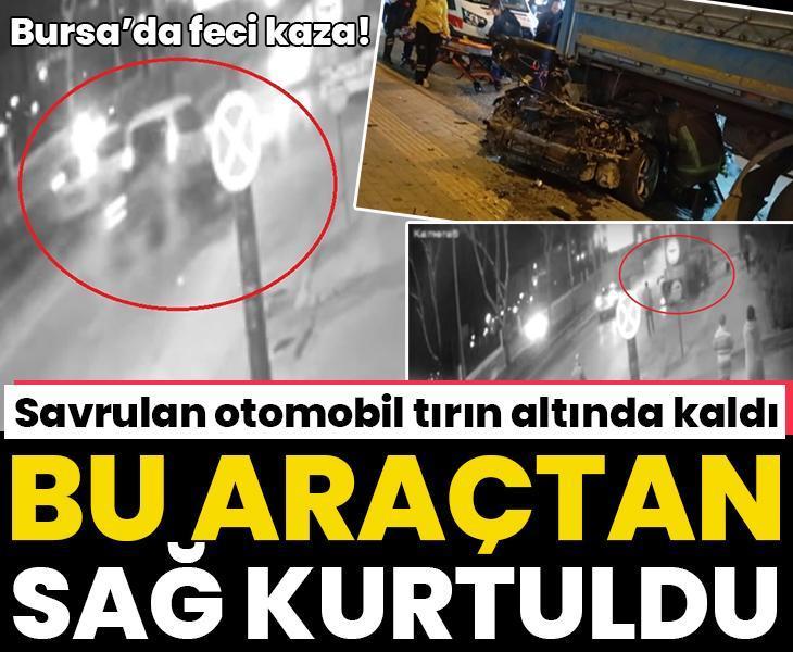 Bursa'daki feci kaza! Otomobil kağıt gibi ezildi, ikiye bölünen araçtan kurtuldu
