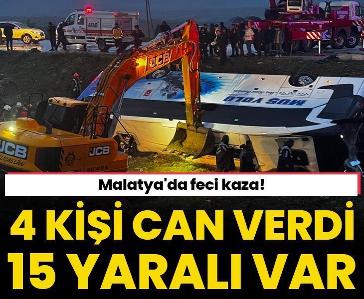Malatya'da feci kaza! Otobüs şarampole devrildi, 4 kişi öldü, 15 kişi yaralandı