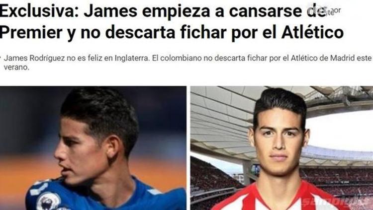 İspanyol basını Defensa Centralın haberine göre; James Rodriguez, İngiltereden ayrılmak istiyor. Havadan ve Premier Lig futbolunun fizikselliğinden sıkılmış durumda..