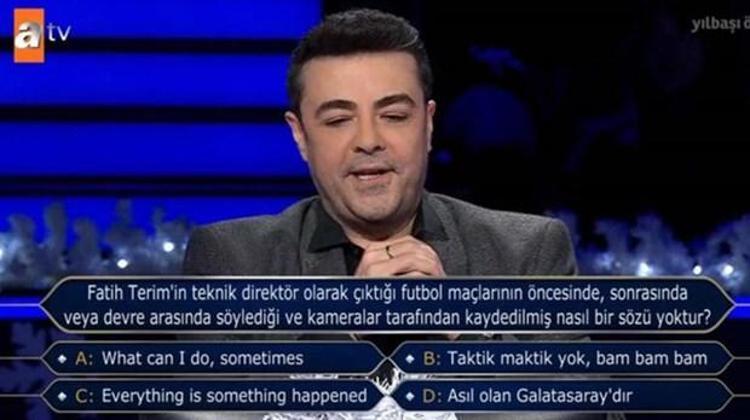 Soruda Fatih Terimin maç öncesi, sonrası veya devre arasında kullanmadığı söz soruldu.