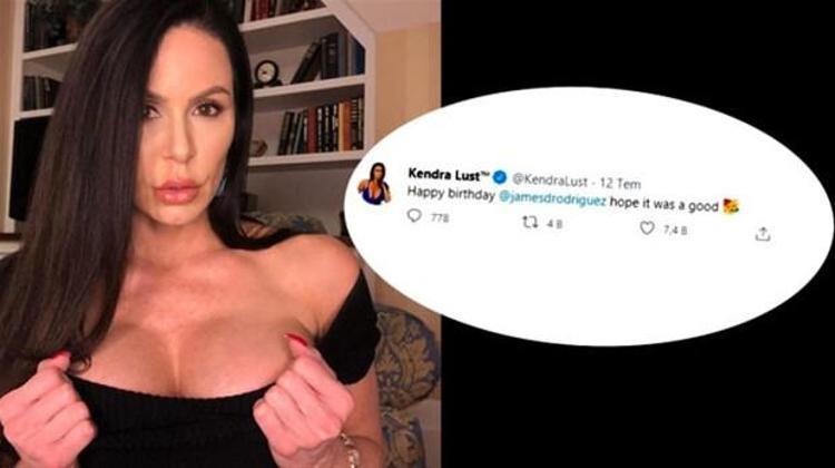 Kolombiyalı futbolcuya kişisel twitter hesabından twit atan Kendra Lust, Doğum günün kutlu olsun James, Umarım beğenmişsindir paylaşımında bulundu.