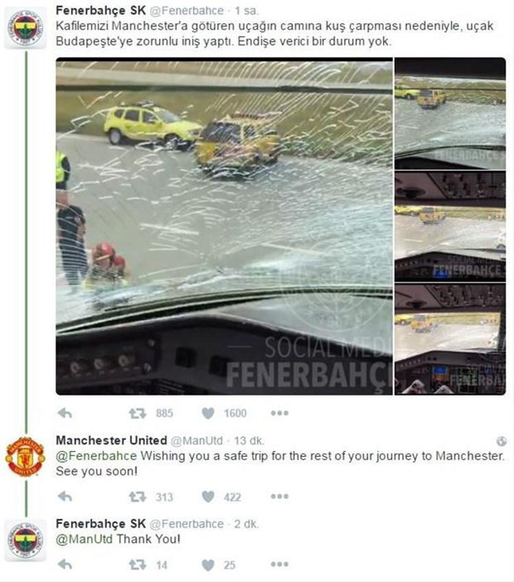 Manchester United, Fenerbahçeye mesaj gönderdi: Güvenli bir yolculuk diliyoruz. Yakında görüşürüz. Fenerbahçe de bu mesaj üzerine kırmızı şeytanlara teşekkür etti...