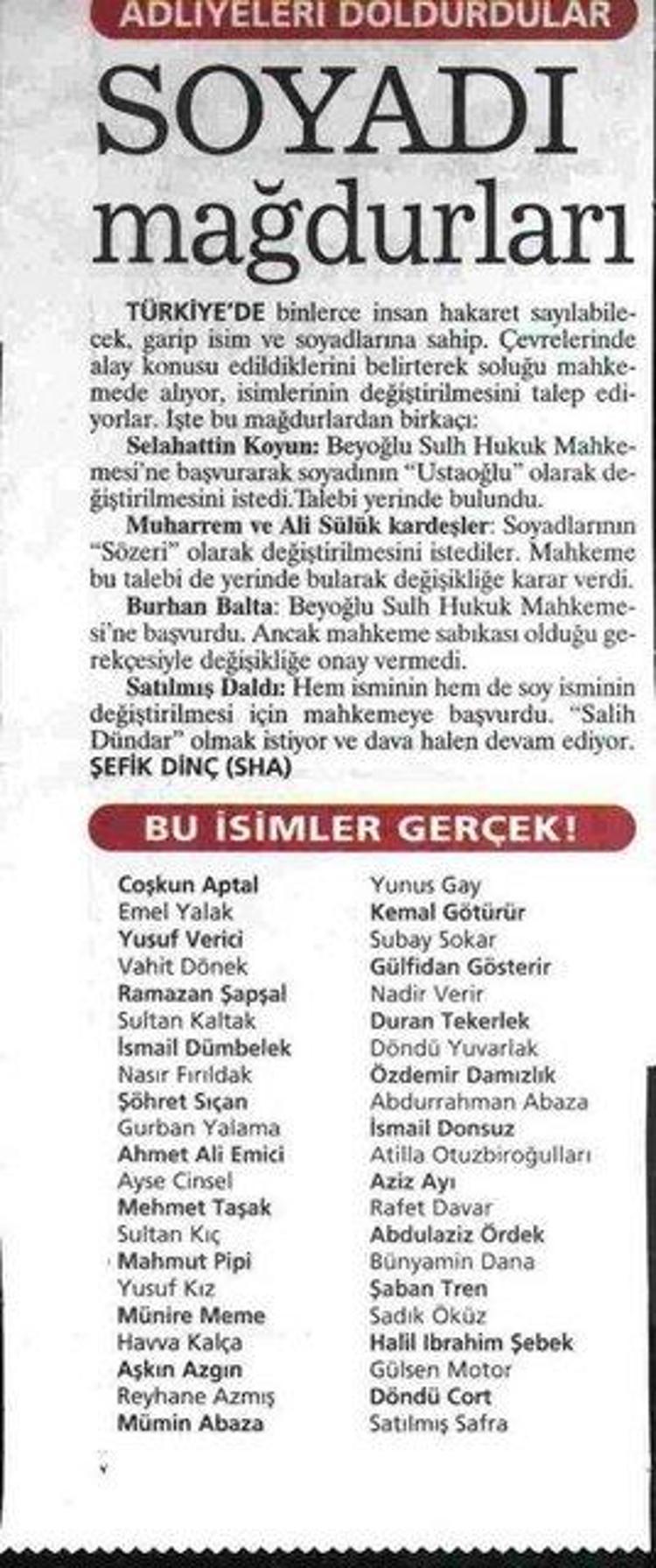 En ilginç soyadları