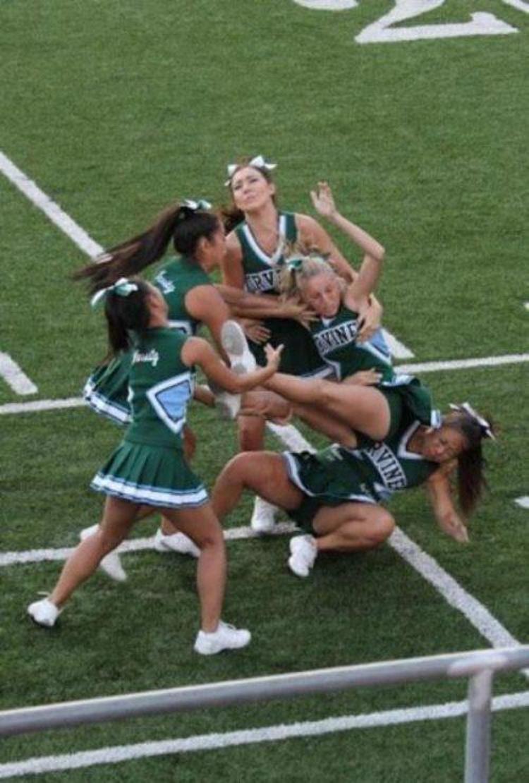 Perfectly timed photos of cheerleaders