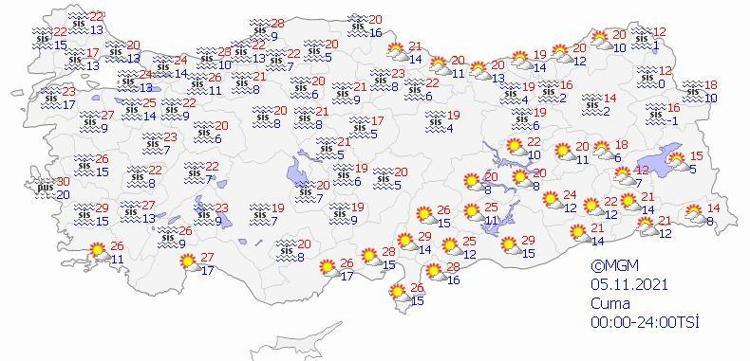 METEOROLOJİNİN GÜNCEL 5 GÜNLÜK HAVA DURUMU HARİTASI