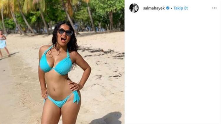 Salma Hayek havuz pozuyla dikkat çekti