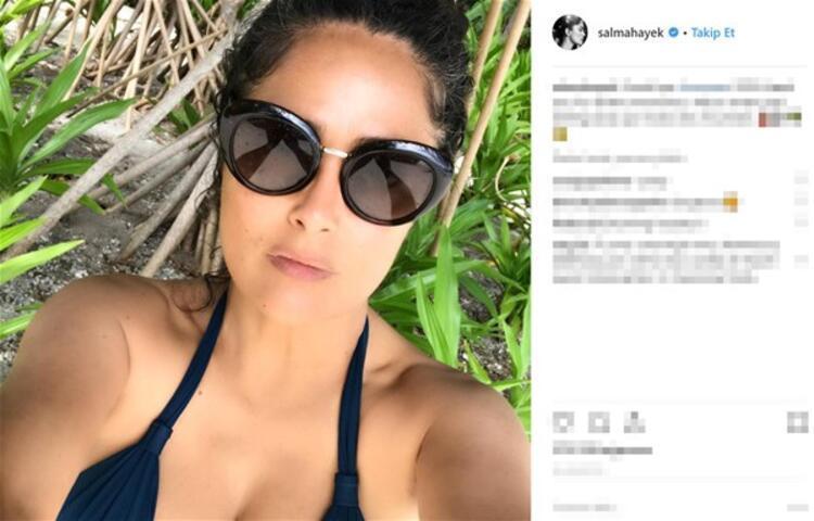 Salma Hayek havuz pozuyla dikkat çekti