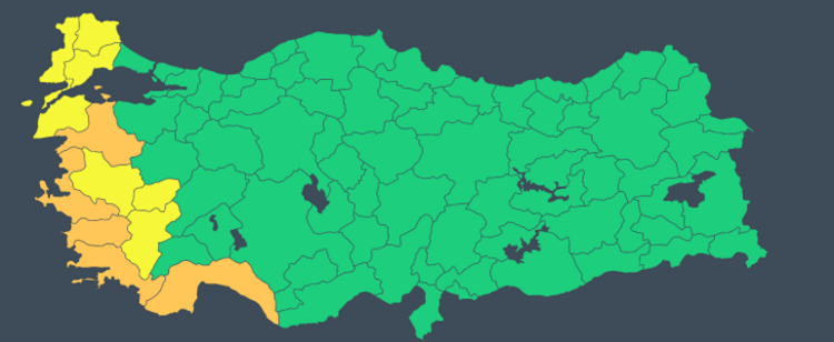 12 KENTE SARI VE TURUNCU UYARI