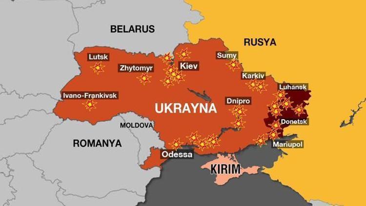 İŞTE UKRAYNADA BOMBALANAN NOKTALAR