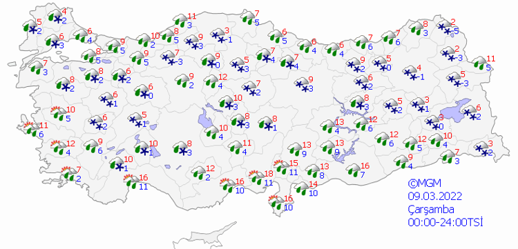 ÇARŞAMBA HAVA DURUMU