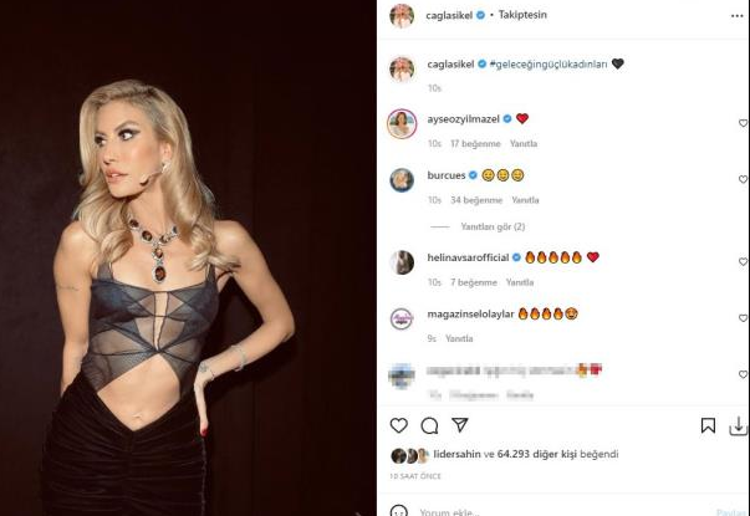 Çağla Şıkel transparan elbisesiyle konuşuldu