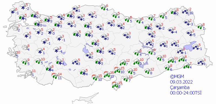 ÇARŞAMBA HAVA DURUMU