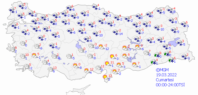 CUMARTESİ HAVA DURUMU HARİTASI