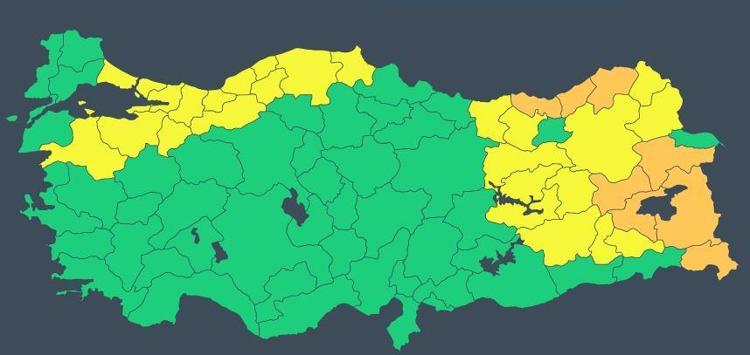 CUMA İÇİN SARI KODLU UYARI YAPILAN İLLER