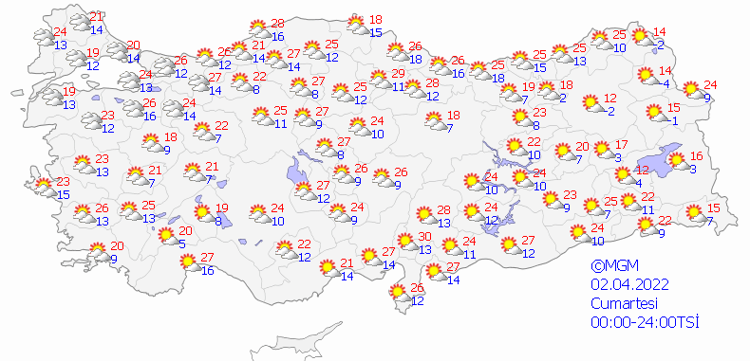 CUMARTESİ HAVA DURUMU