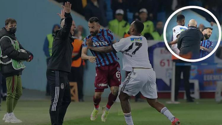 Trabzonspor - Beşiktaş maçında ortalık karıştı Resmen deliye döndü, Rakibine böyle tokat attı...