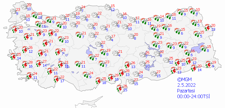 PAZARTESİ HAVA DURUMU