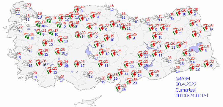 CUMARTESİ HAVA DURUMU