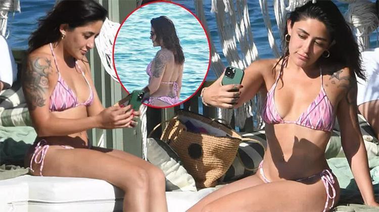 Melek Mosso üçgen bikinisiyle plaja indi O anları sosyal medyadan paylaştı