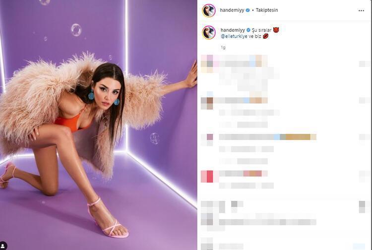 Hande Erçel aracın üzerine çıkıp poz verdi Derin yırtmaçlı kareler Instagramı salladı