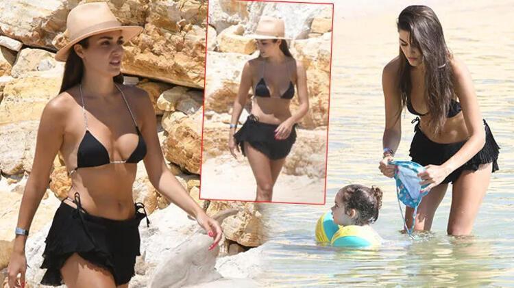 Hande Erçel aracın üzerine çıkıp poz verdi Derin yırtmaçlı kareler Instagramı salladı