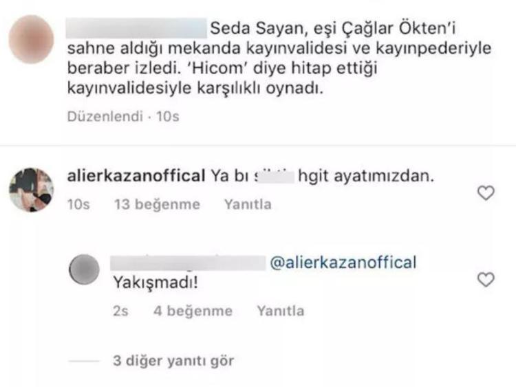 Oyuncu Ali Erkazanın Seda Sayan için yaptığı yorum şok etti