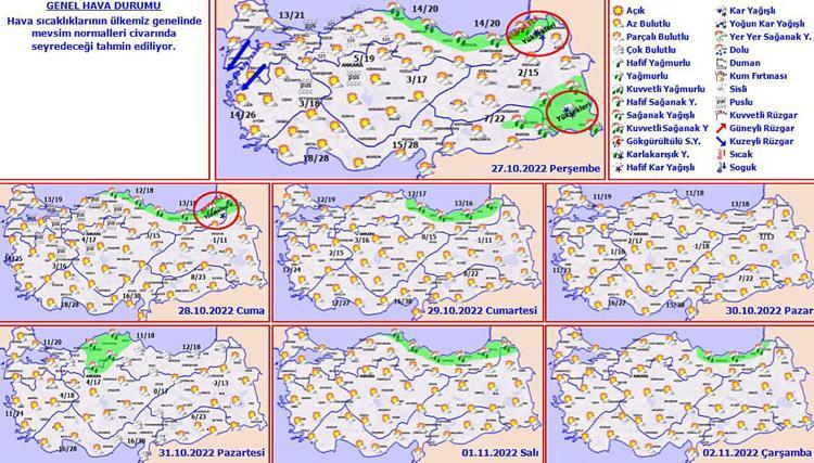 RİZE VE ARTVİNİN KIYI KESİMLERİNDE BEKLENEN YEREL KUVVETLİ YAĞIŞLARA DİKKAT