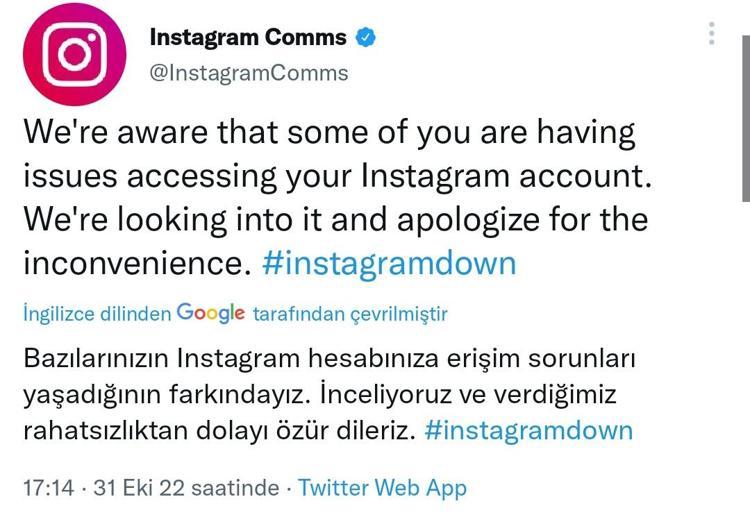 Instagramdan açıklama geldi