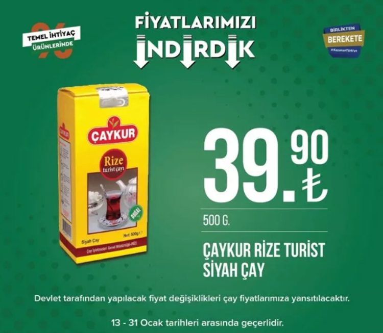 Tarım Kredi Marketlerinde büyük indirim Birçok üründe fiyatlar düştü, tek tek açıklandı
