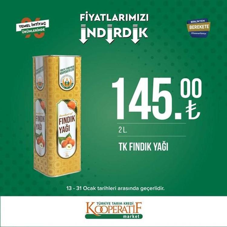 Tarım Kredi Kooperatif Market indirimli ürünler listesi kataloğu (17-31 Ocak) Tarım Kredi Market kataloğunda hangi ürün fiyatları indirimli, listede neler var