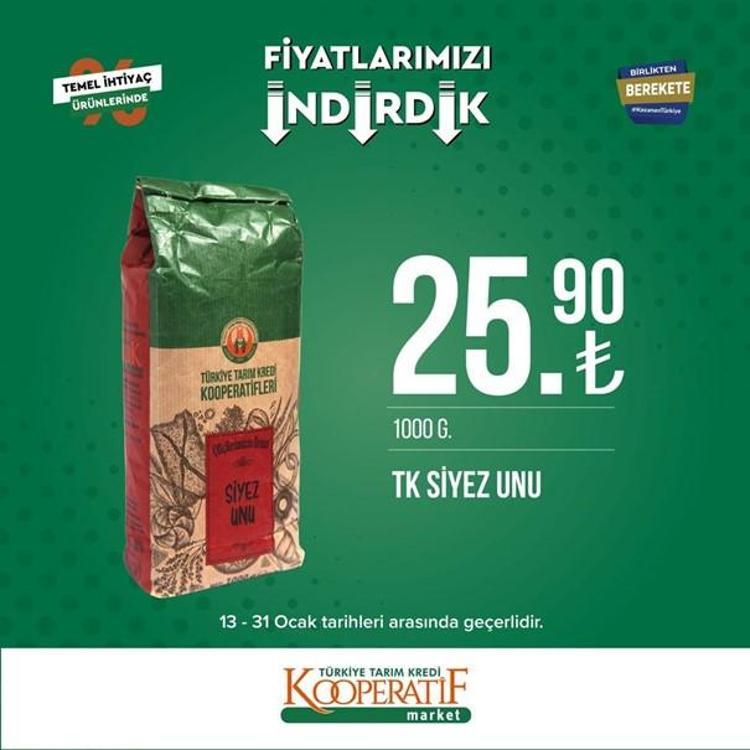 Tarım Kredi Kooperatif Market indirimli ürünler listesi kataloğu (17-31 Ocak) Tarım Kredi Market kataloğunda hangi ürün fiyatları indirimli, listede neler var