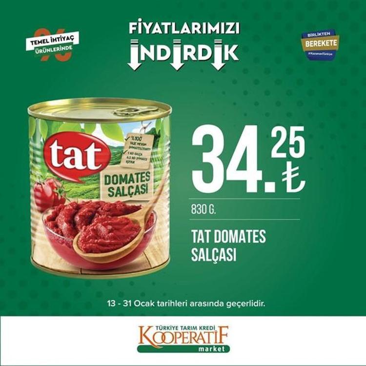 Tarım Kredi Kooperatif Market indirimli ürünler listesi kataloğu (17-31 Ocak) Tarım Kredi Market kataloğunda hangi ürün fiyatları indirimli, listede neler var